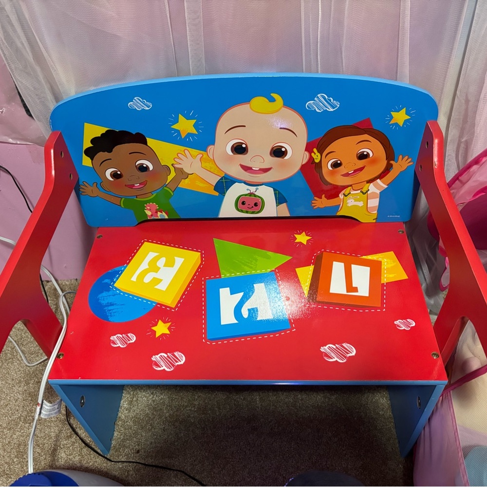 Kids Cartoon Character Bench - Red and Blue